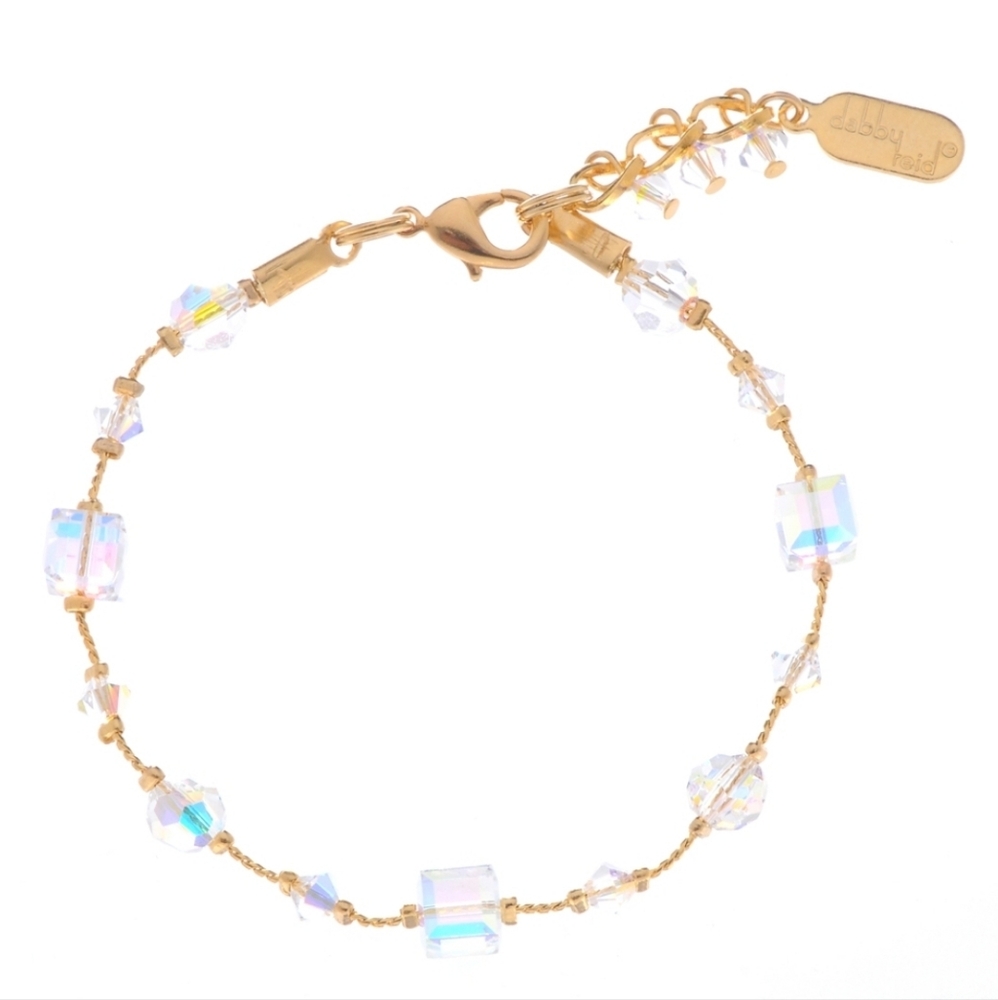 Dabby Reid Handcrafted Gold Plated Swarovski Crystal 7" Bracelet Iridescent